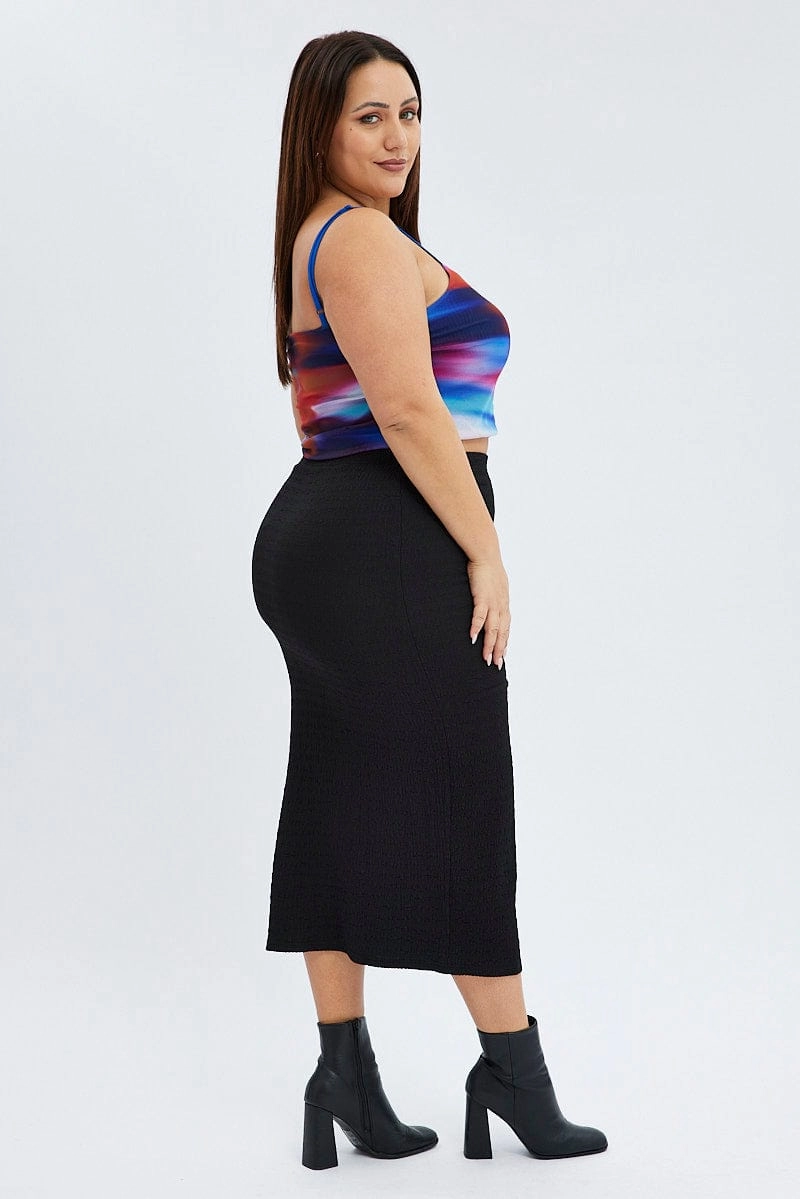 Photography Session Black Midaxi Skirt Textured Jersey