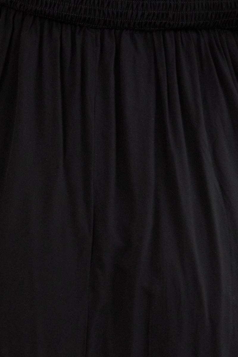 Weekend Chic Flattering Waist Design Fit Black Midi Dress Square Neck Sleeveless