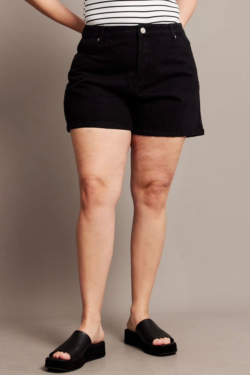 Black Mom Shorts High Rise Odor Resistant Coating