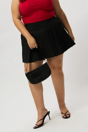 Black Pleated Tennis Skirt with Shorts Underneath Street Attire