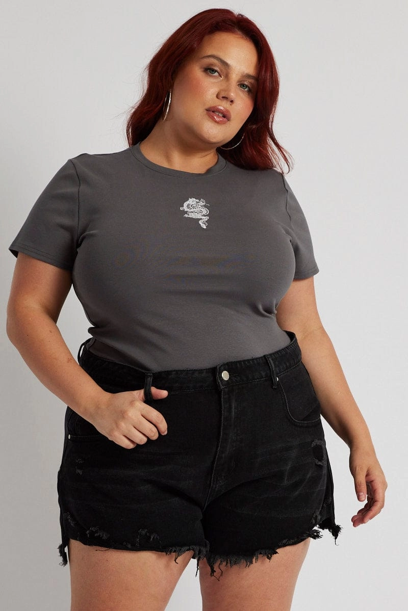 Black Relaxed Denim Shorts High Rise Outdoor Apparel
