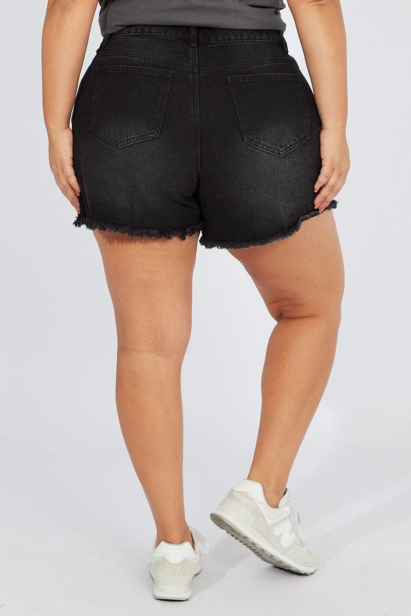 Relaxed Look Sweat Wicking Lining Black Relaxed Shorts High Rise