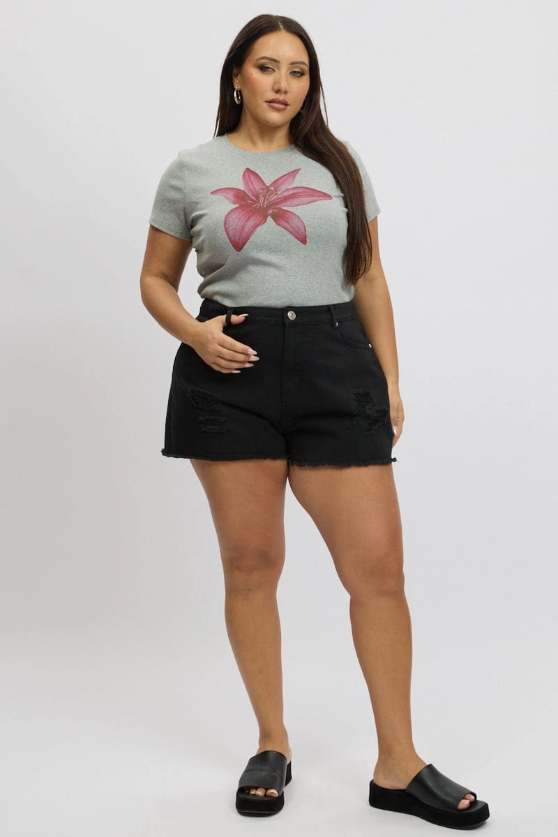 Black Relaxed Shorts High Rise Active Mode