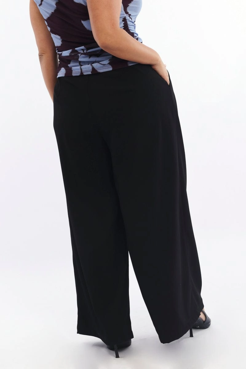 Core Style Black Sandwash Tailored Wide Leg Pants