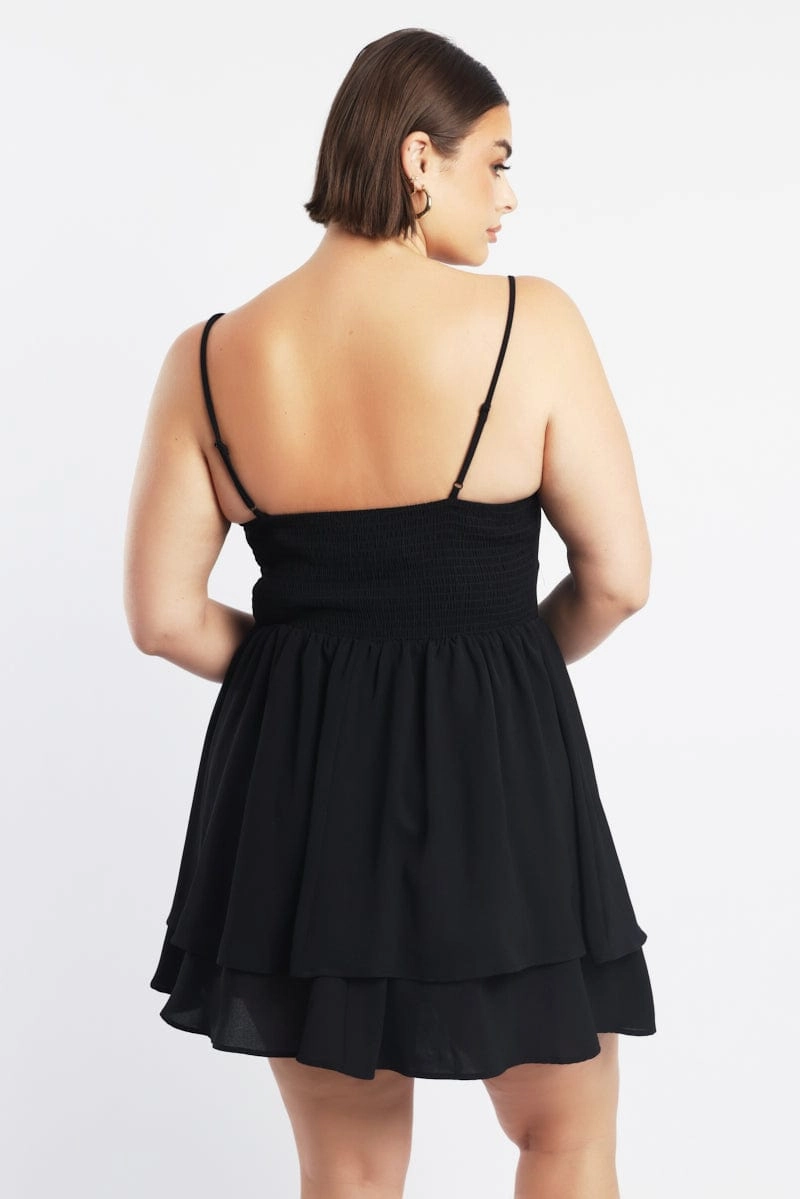 Black Shoestring Strap Cowl Neck Minidress Dream Look