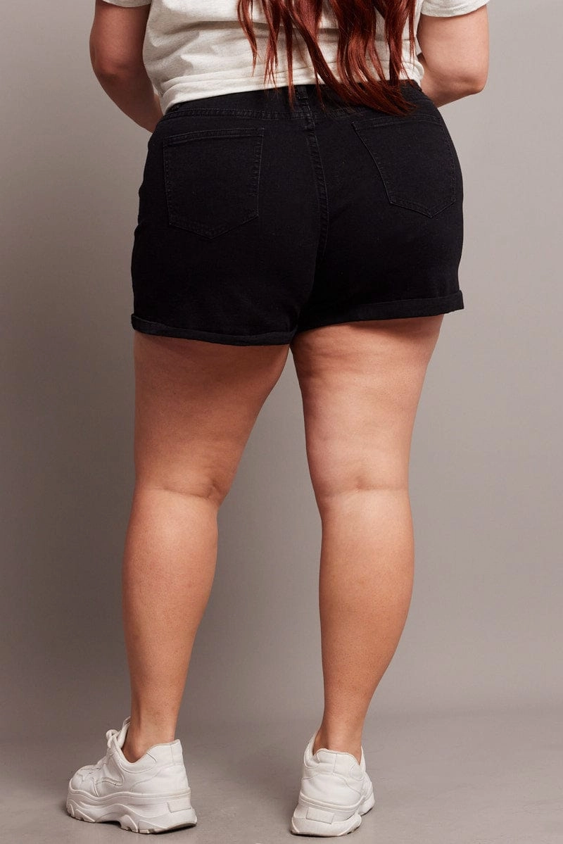 Summer Fashion Black Skinny Shorts High Rise