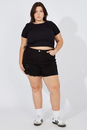Black Skinny Shorts High Rise Nylon shorts