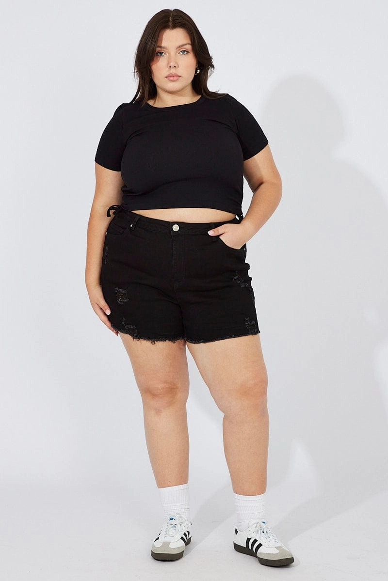 Black Skinny Shorts High Rise Nylon shorts