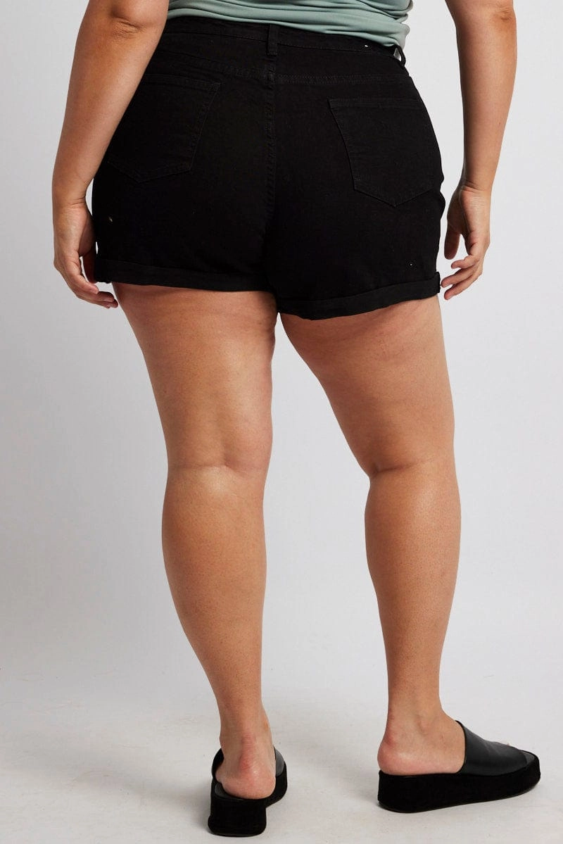 surfing attire Black Skinny Shorts High Rise Stretch