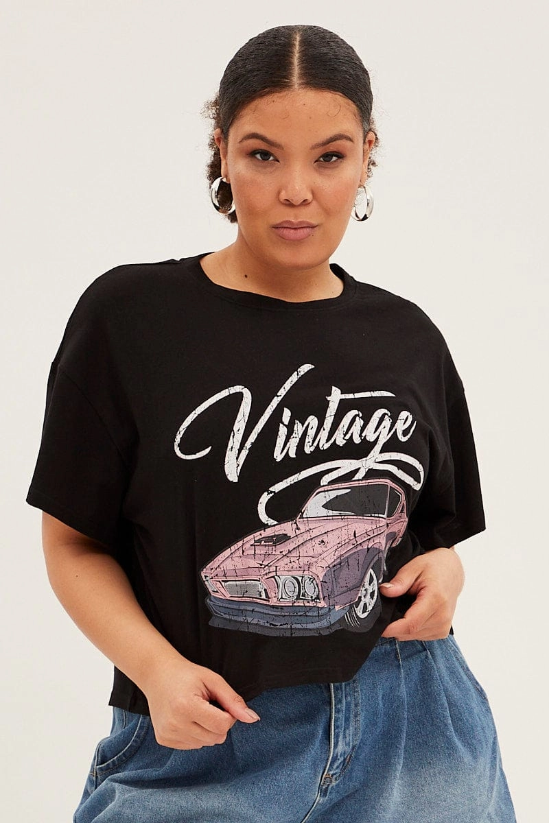 Black Sleeve T-shirt Vintage Crew Neck Short spring fashion Eco Friendly Material