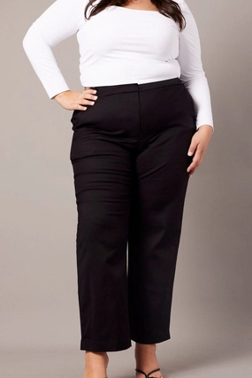 Non Clip Black Slim Pants High Rise