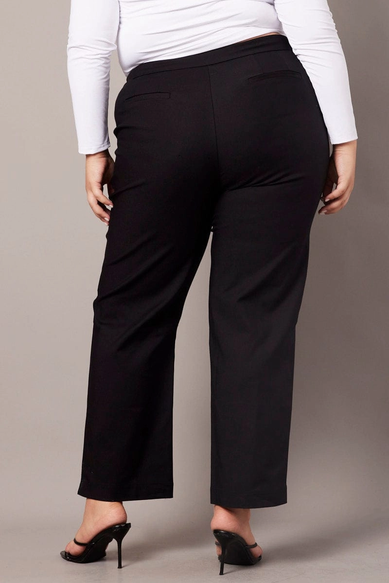 AntibacterialCoating NonSlipInnerGrip Black Slim Pants High Rise