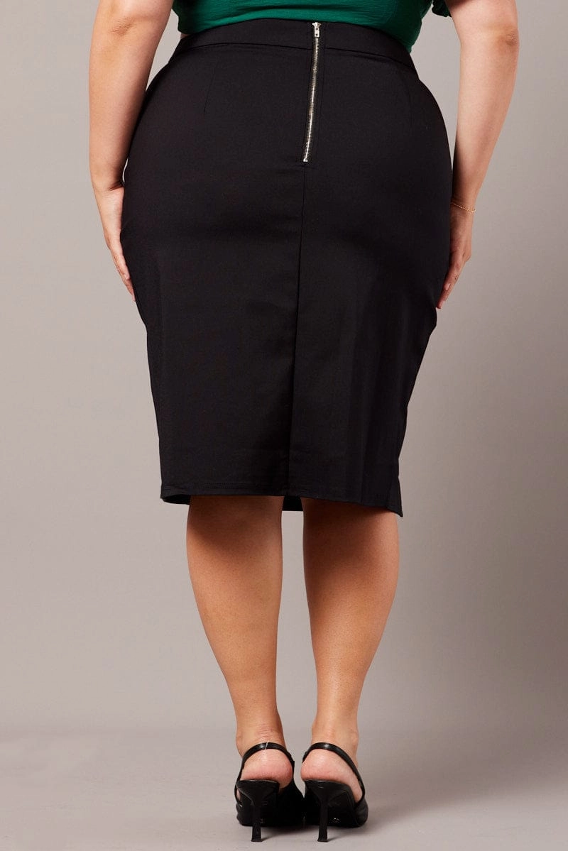 Handmade Quality Black Split Pencil Skirt