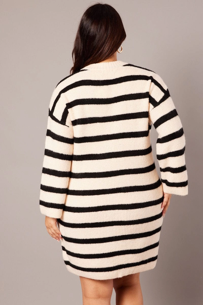 Office Classic Black Stripe Stripe Sweater Dress