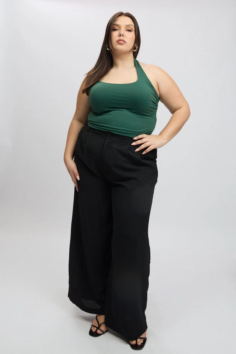 BreathableLining Soft Interior Black Tailored Wide Leg Pants