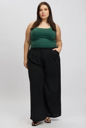 Comfy Waistband Black Tailored Wide Leg Pants