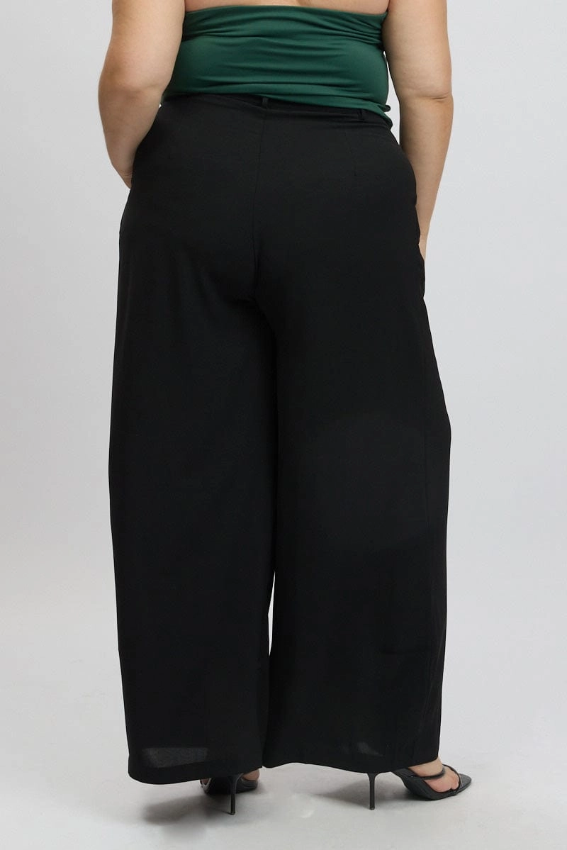 Black Tailored Wide Leg Pants Trail Comfort Quick Fit Design