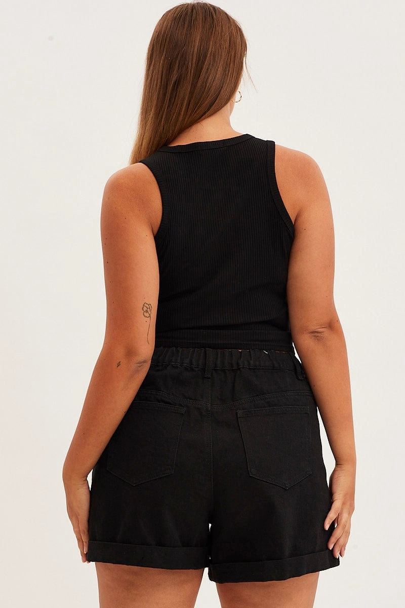 Black Tank Top Sleeveless Full Speed Rib Jersey RelaxedFit Stylish Casual