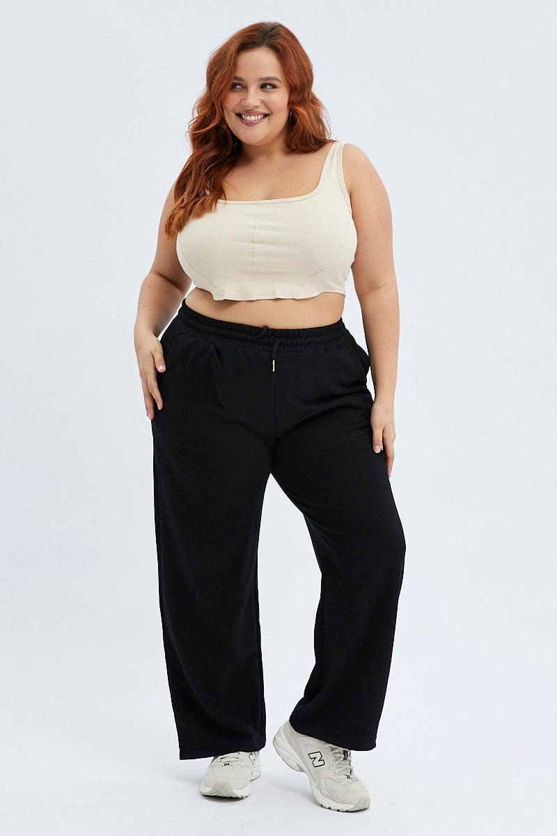 Stay Comfortable Black Wide Leg Jogger Pants