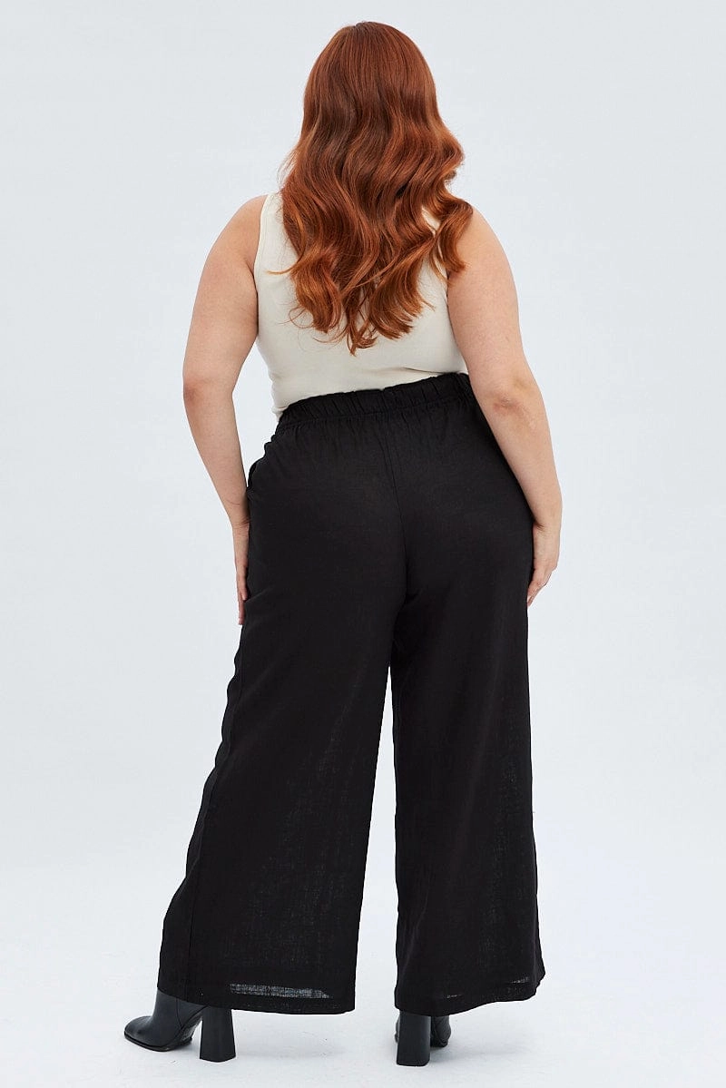 Body shaping Black Wide Leg Pants Elastic Waist