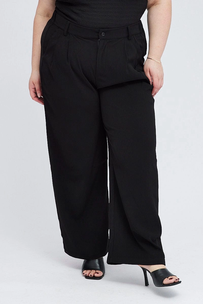 High-rise waist Black Wide Leg Pants High Rise