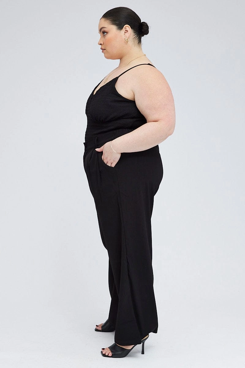 Black Wide Leg Pants High Rise Casual Comfort Fit