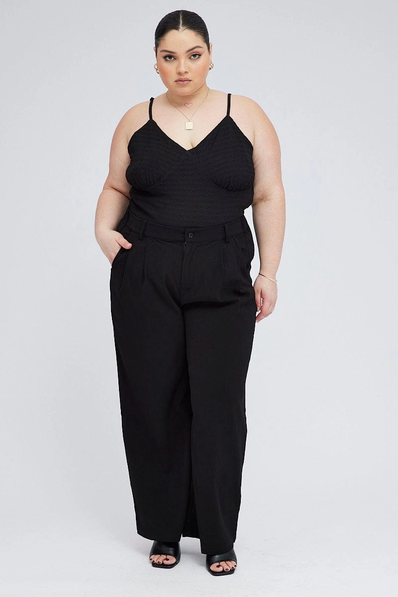Black Wide Leg Pants High Rise Chill Comfort Fit