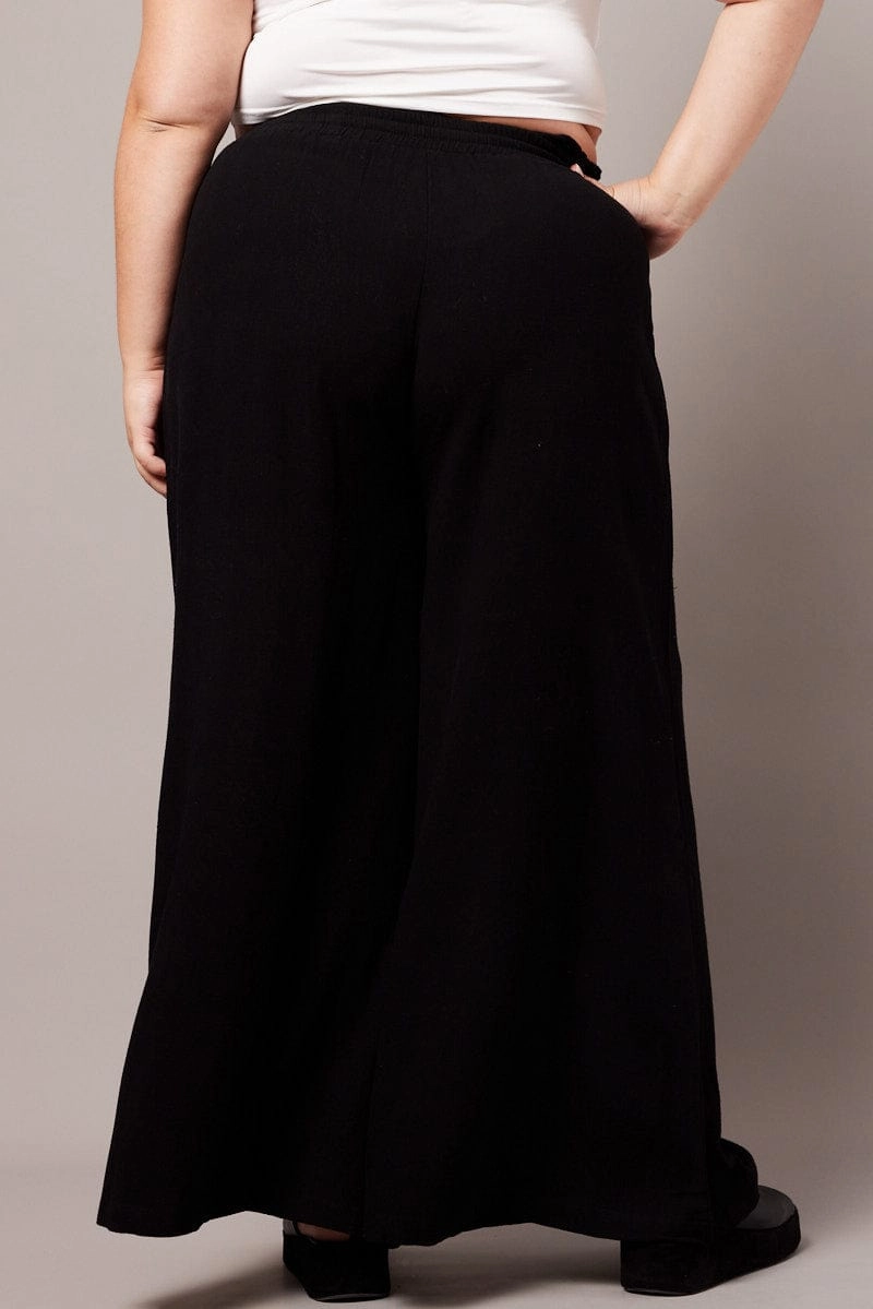 Black Wide Leg Pants High Rise Sport Performance Design