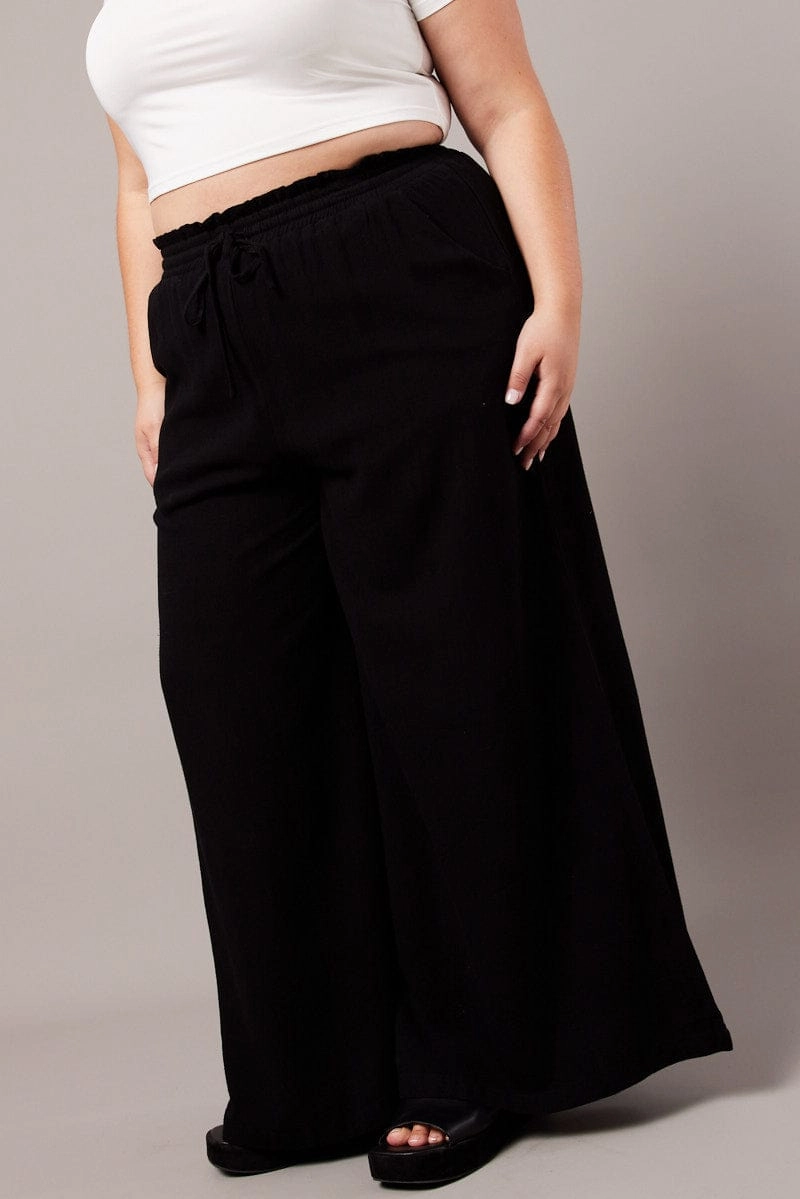 Yoga Ready Black Wide Leg Pants High Rise