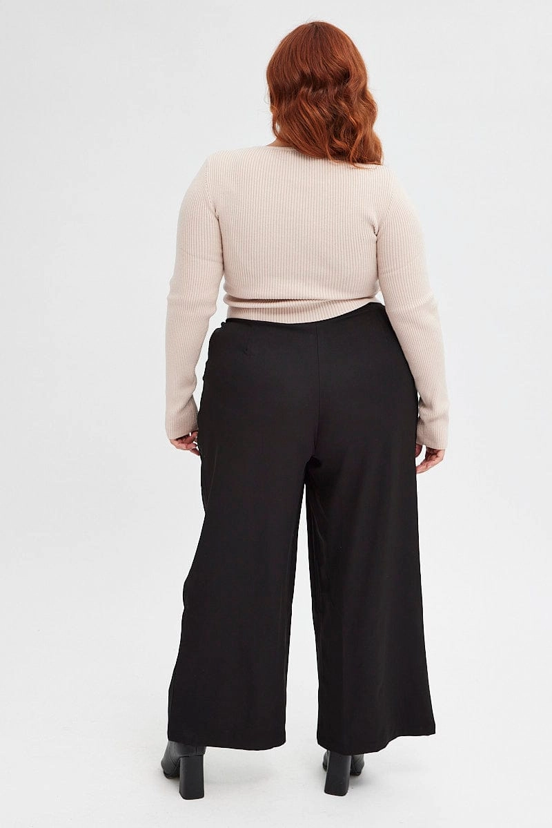 Moisture Wicking Technology Black Wide Leg Pants High Rise
