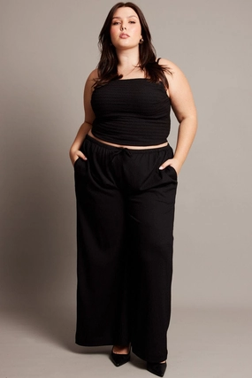 Black Wide Leg Textured Pants Daily Motion