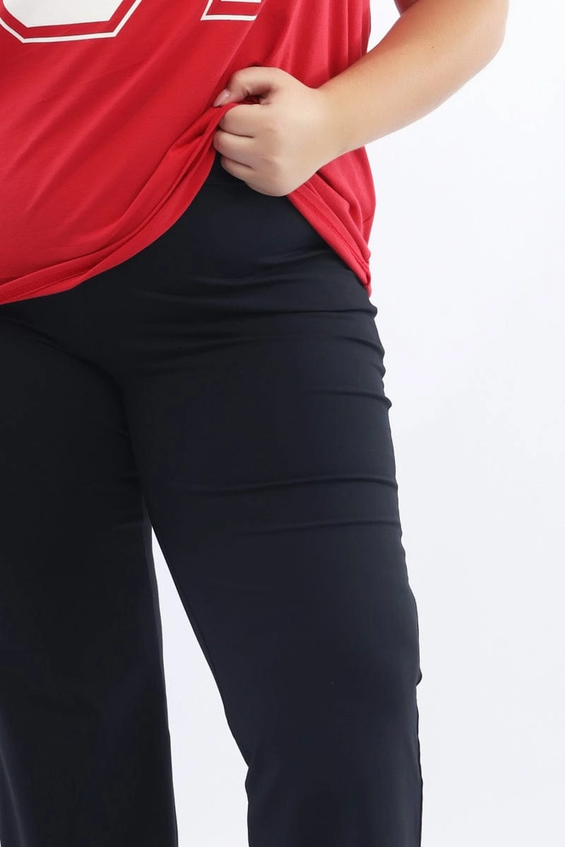 Fitted waist Black Wide Waistband Ponte Flare Pants