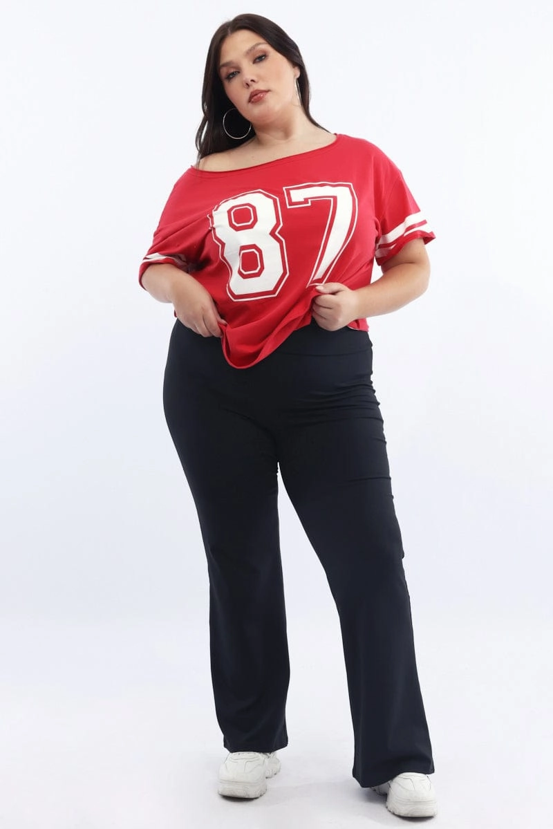 Black Wide Waistband Ponte Flare Pants Timeless Utility