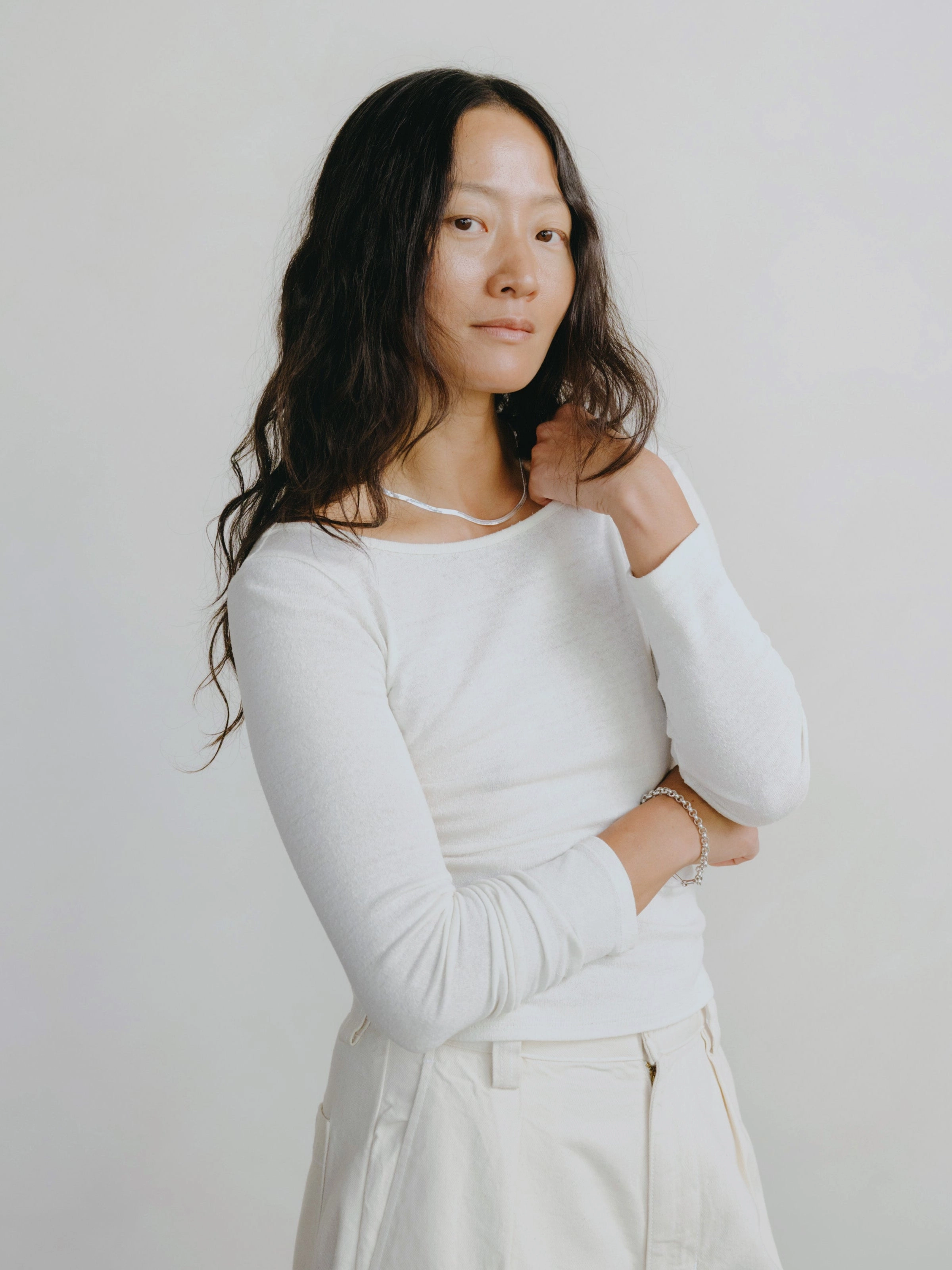 Blake Boatneck, Regen Silk Noil Jersey, Natural Cool Layering