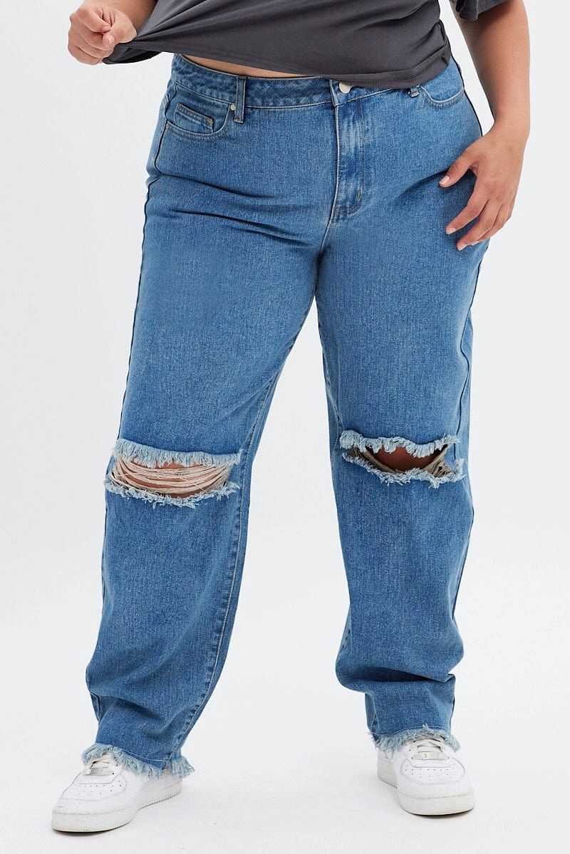 Blue Baggy Denim Jeans High Rise Unisex Wear Artist Vibe Winter Warmth Minimalist