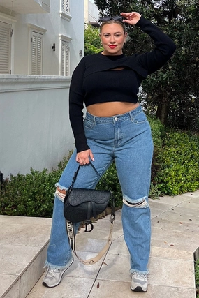 Street Fashion Affordable Street Mood Blue Baggy Denim Jeans High Rise