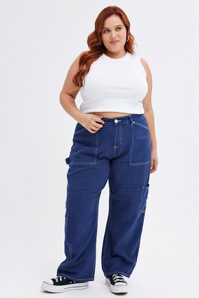 Suitable Fit Blue Cargo Jeans Out Pocket