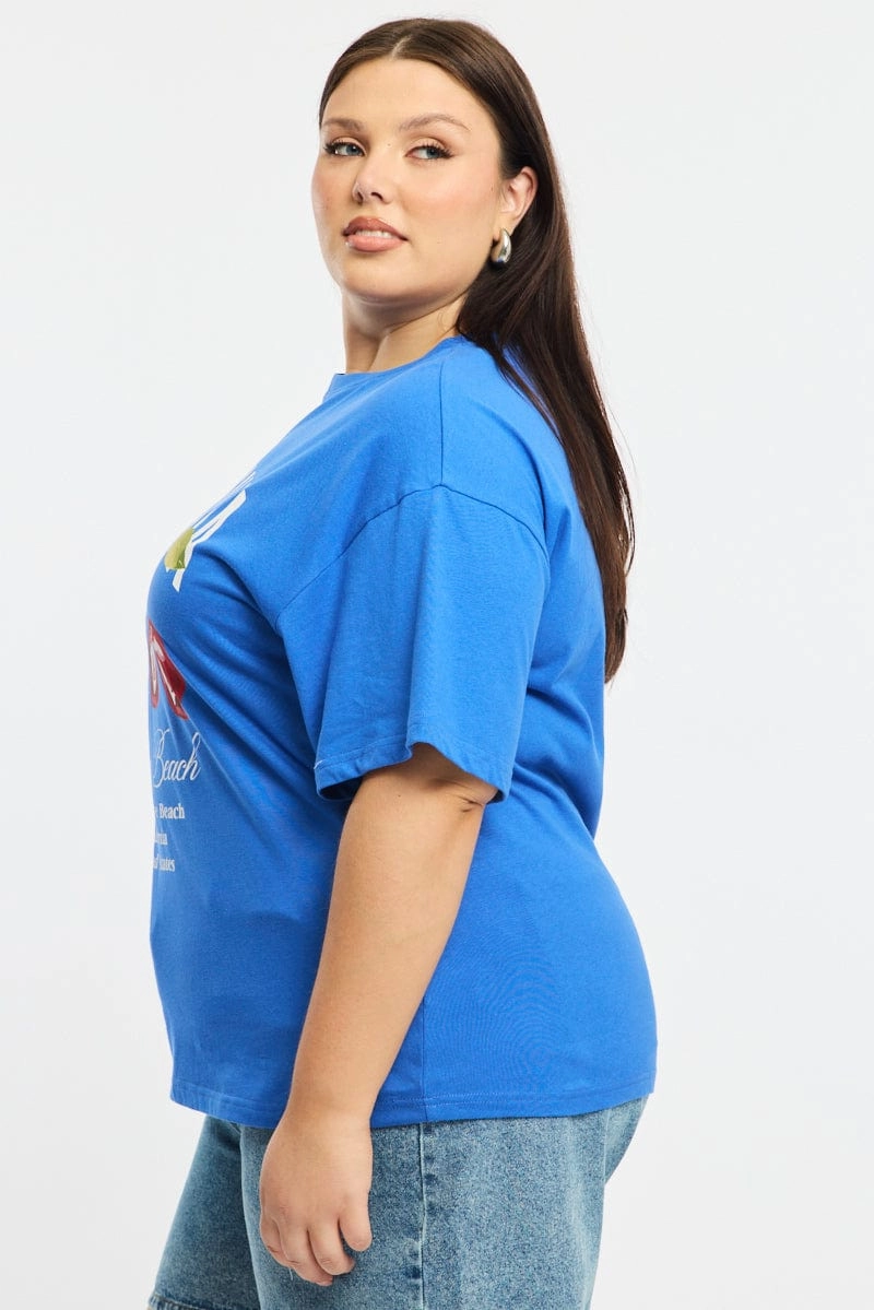 Versatile Look Blue Cherry Tee Short Sleeve