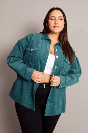 Blue Cord Longline Shacket Easy Fit Piece