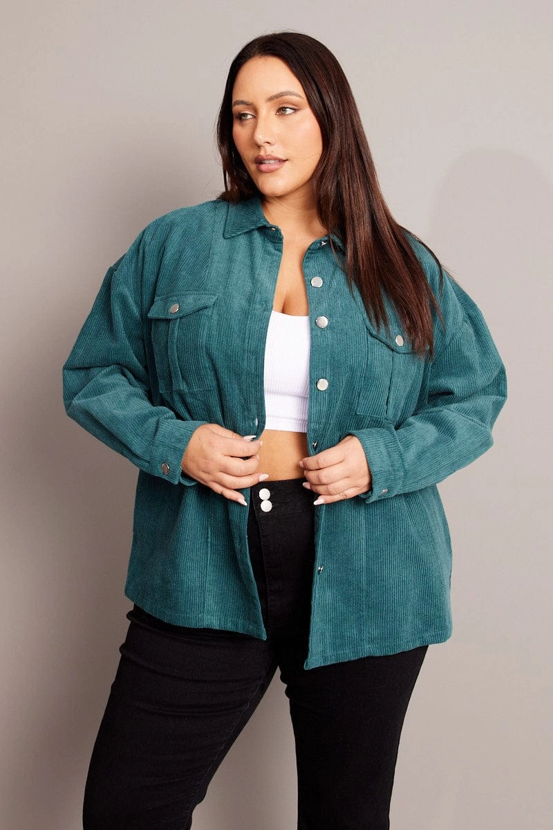 Canvas Make Street Comfort Blue Cord Longline Shacket