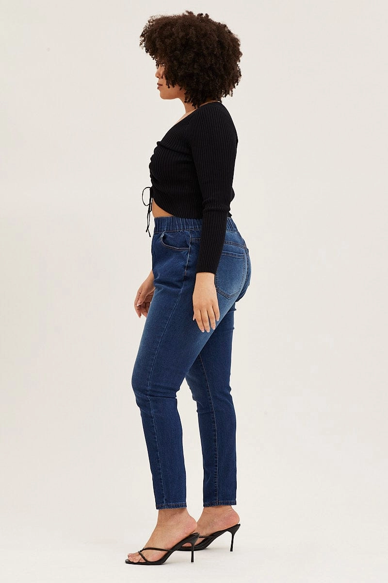 Blue Denim Jeggings High Rise Minimalist Styling