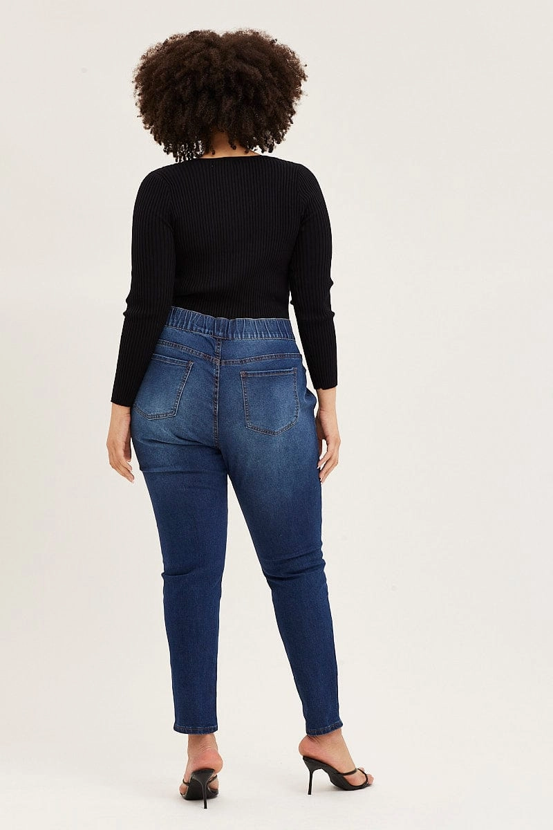 Blue Denim Jeggings High Rise Artist Vibe Premium