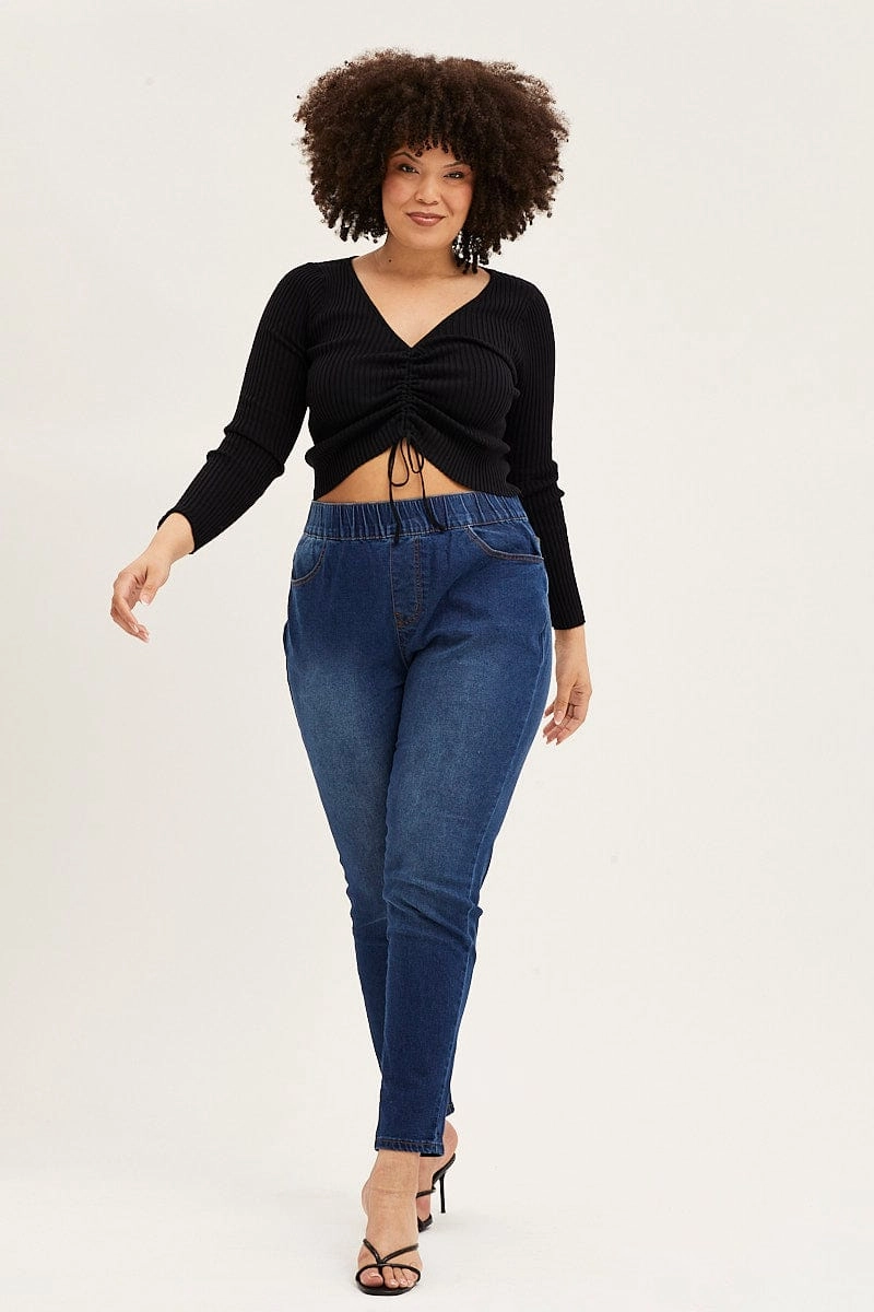 Wardrobe Fit Blue Denim Jeggings High Rise