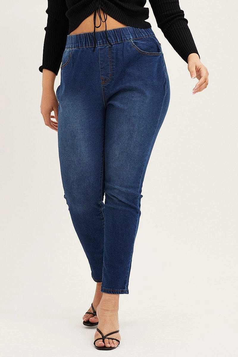 clean design Blue Denim Jeggings High Rise