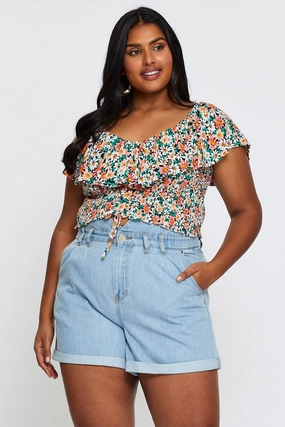 Blue Denim Shorts High Rise Relaxed Cool Weather Relax Mode
