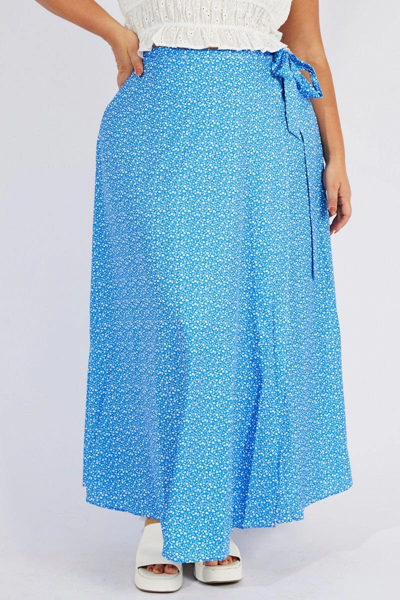 Blue Ditsy Wrap Maxiskirt Outfit Combo Cultural Event