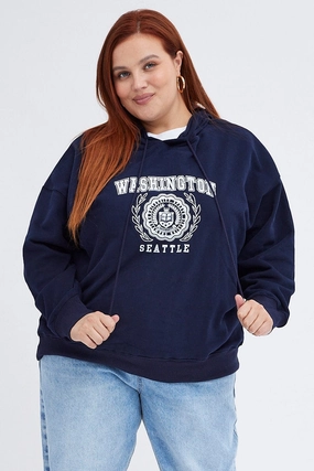 Blue Graphic Sweatshirt Washington Oversized Fleece Layer Active product matte sophistication