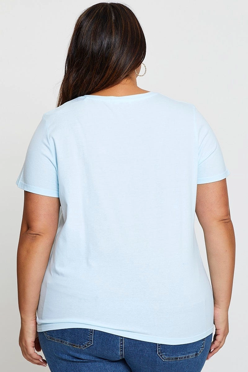 StretchReinforcedArmholes layerable Blue Graphic T-shirt Aspen Crew Neck Short Sleeve