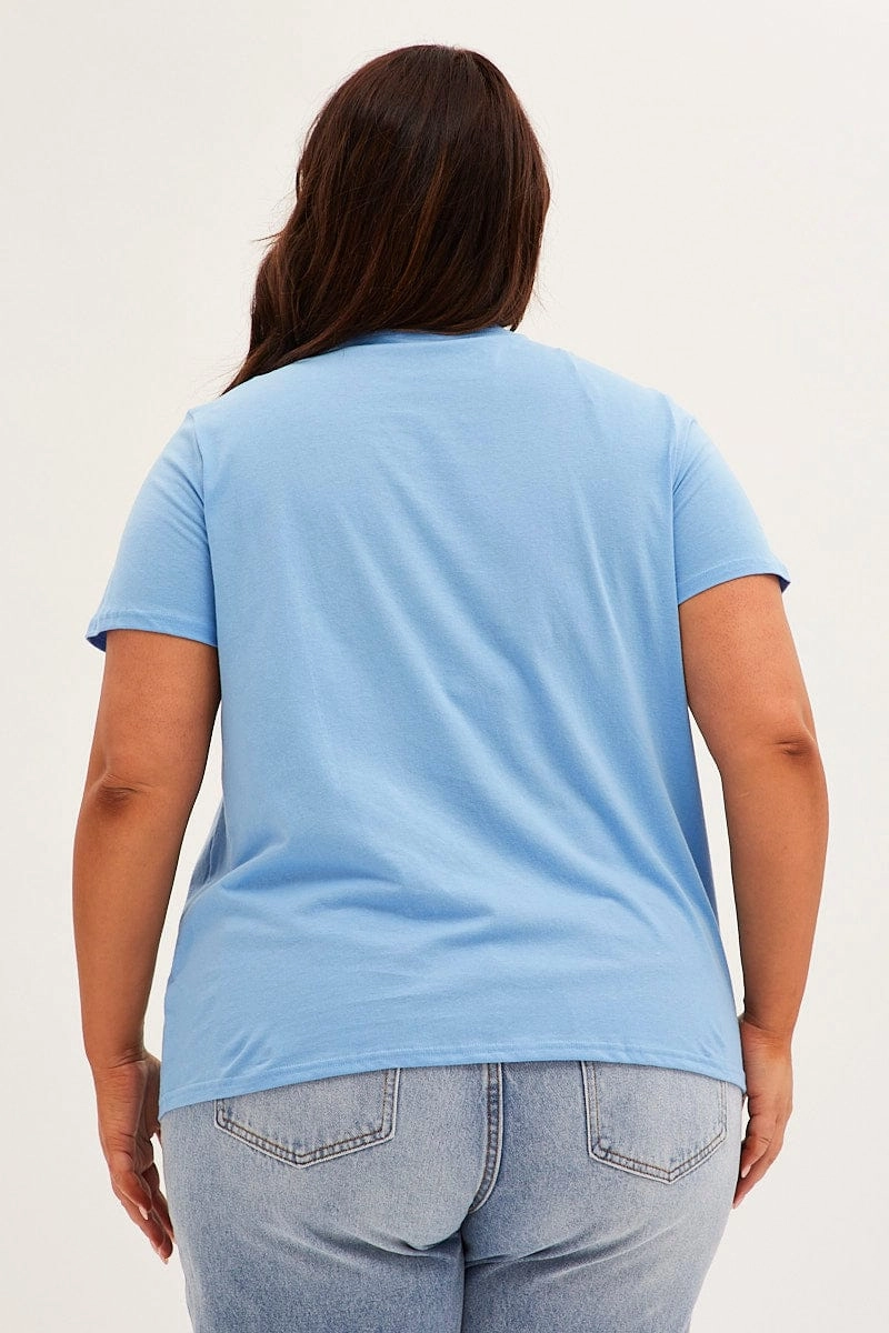 Comfy Fit Wear Blue Graphic T-shirt Short Sleeve Crew Neck