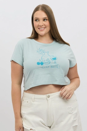 Layered Look Blue Graphic T Shirt Short Sleeve Crew Neck